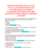 FISDAP PARAMEDIC FINAL EXAM ACTUAL EXAM QUESTIONS AND ANSWERS| 2025 EXAM FISDAP PARAMEDIC QUESTION BANK 600+ QUESTIONS WITH CORRECT VERIFIED ANSWERS