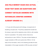 AHA PALS NEWEST EXAM 2024 ACTUAL EXAM TEST BANK 200 QUESTIONS AND CORRECT DETAILED ANSWERS WITH RATIONALES (VERIFIED ANSWERS ALREADY GRADED A+)