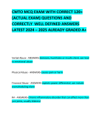 CMTO MCQ EXAM WITH CORRECT 120+ (ACTUAL EXAM) QUESTIONS AND CORRECTLY  WELL DEFINED ANSWERS LATEST 2024 – 2025 ALREADY GRADED A+   