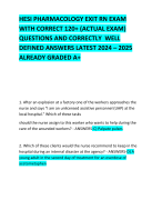 HESI PHARMACOLOGY EXIT RN EXAM WITH CORRECT 120+ (ACTUAL EXAM) QUESTIONS AND CORRECTLY  WELL DEFINED ANSWERS LATEST 2024 – 2025 ALREADY GRADED A+       