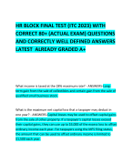 HR BLOCK FINAL TEST (ITC 2023) WITH CORRECT 80+ (ACTUAL EXAM) QUESTIONS AND CORRECTLY WELL DEFINED ANSWERS LATEST  ALREADY GRADED A+   