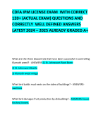 CDFA IPM LICENSE EXAM  WITH CORRECT 120+ (ACTUAL EXAM) QUESTIONS AND CORRECTLY  WELL DEFINED ANSWERS LATEST 2024 – 2025 ALREADY GRADED A+   