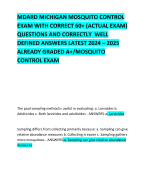 MDARD MICHIGAN MOSQUITO CONTROL EXAM WITH CORRECT 60+ (ACTUAL EXAM) QUESTIONS AND CORRECTLY  WELL DEFINED ANSWERS LATEST 2024 – 2025 ALREADY GRADED A+/MOSQUITO CONTROL EXAM     
