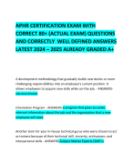 APHR CERTIFICATION EXAM WITH CORRECT 80+ (ACTUAL EXAM) QUESTIONS AND CORRECTLY  WELL DEFINED ANSWERS LATEST 2024 – 2025 ALREADY GRADED A+ 
