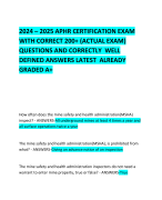 2024 – 2025 APHR CERTIFICATION EXAM  WITH CORRECT 200+ (ACTUAL EXAM) QUESTIONS AND CORRECTLY  WELL DEFINED ANSWERS LATEST  ALREADY GRADED A+     