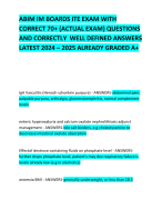 ABIM IM BOARDS ITE EXAM WITH CORRECT 70+ (ACTUAL EXAM) QUESTIONS AND CORRECTLY  WELL DEFINED ANSWERS LATEST 2024 – 2025 ALREADY GRADED A+ 