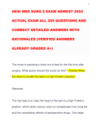 HESI MED SURG 2 EXAM NEWEST 2024 ACTUAL EXAM ALL 200 QUESTIONS AND CORRECT DETAILED ANSWERS WITH RATIONALES (VERIFIED ANSWERS ALREADY GRADED A+)