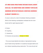 ATI MED SURG PROCTORED RETAKE EXAM LATEST 2024 ALL 100 QUESTIONS AND CORRECT DETAILED ANSWERS WITH RATIONALES (VERIFIED ANSWERS ALREADY GRADED A+)