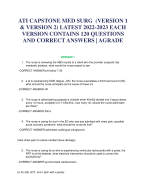 ATI CAPSTONE MED SURG (VERSION 1  & VERSION 2) LATEST 2022-2023 EACH  VERSION CONTAINS 120 QUESTIONS  AND CORRECT ANSWERS | AGRADE