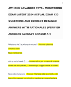 AWHONN ADVANCED FETAL MONITORING EXAM LATEST 2024 ACTUAL EXAM 130 QUESTIONS AND CORRECT DETAILED ANSWERS WITH RATIONALES (VERIFIED ANSWERS ALREADY GRADED A+)