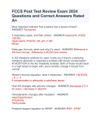 FCCS Post Test Review Exam 2024  Questions and Correct Answers Rated  A+ | Verified FCCS Post Exam 2024  Quiz with Accurate Solutions Aranking Allpass