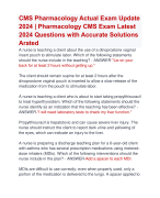 CMS Pharmacology Actual Exam Update 2024 | Pharmacology CMS Exam Latest  2024 Questions with Accurate Solutions  Arated | Verified CMS Pharmacology Exam 2024 Quiz with Accurate Solutions Aranking Allpass 
