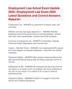Employment Law Actual Exam Update  2024 | Employment Law Exam 2024  Latest Questions and Correct Answers  Rated A+ | Verified Employment Law 2024 Exam Quiz with Accurate Solutions Aranking Allpass