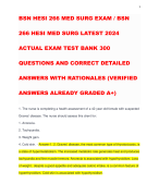 BSN HESI 266 MED SURG EXAM / BSN 266 HESI MED SURG LATEST 2024 ACTUAL EXAM TEST BANK 300 QUESTIONS AND CORRECT DETAILED ANSWERS WITH RATIONALES (VERIFIED ANSWERS ALREADY GRADED A+)