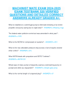 MACHINIST MATE EXAM 2024-2025  EXAM TESTBANK 520 VERIFIED  QUESTIONS AND DETAILED CORRECT  ANSWERS ALREADY GRADED A+.