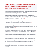 CANS Actual Exam Update 2024 CANS  Study Guide 2024 Questions with  Accurate Solutions Rated A+ | Verified CANS Exam  2024 Quiz with Accurate Solutions Aranking Allpass