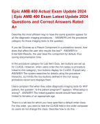 Epic AMB 400 Actual Exam Update 2024  | Epic AMB 400 Exam Latest Update 2024  Questions and Correct Answers Rated  A+| Verified Epic AMB 400 Exam 2024 Quiz with Accurate Solutions Aranking Allpass 