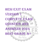 hesi EXIT EXAM VERSION 1  COMPLETE EXAM  QUESTION AND  ANSWERS 2024  BEST GRADE A+