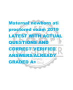 Maternal newborn ati  proctored exam 2019 LATEST WITH ACTUAL  QUESTIONS AND  CORRECT VERIFIED  ANSWERS/ALREADY  GRADED A+