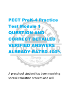 PECT PreK-4 Practice  Test Module 1 QUESTION AND  CORRECT DETAILED  VERIFIED ANSWERS ALREADY RATED 100%