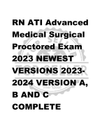 RN ATI Advanced  Medical Surgical  Proctored Exam  2023 NEWEST  VERSIONS 2023- 2024 VERSION A,  B AND C  COMPLETE  QUESTIONS AND  CORRECT  DETAILED  ANSWERS  (VERIFIED  ANSWERS)  |ALREADY  GRADED A+