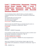 Level 1  Antiterrorism Awareness Training Exam  Latest 2024 Questions with Accurate  Solutions Rated A+ |  Verified Level I Antiterrorism Awareness Training Actual Exam Update 2024 Quiz with  Accurate Solutions Aranking Allpass