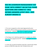 HESI RN LEADERSHIP/MANAGEMENT EXIT EXAM  WITH CORRECT 160 (ACTUAL EXAM) QUESTIONS AND CORRECTLY  WELL DEFINED ANSWERS LATEST 2024 – 2025 ALREADY GRADED A+ 