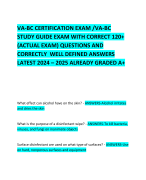 VA-BC CERTIFICATION EXAM /VA-BC STUDY GUIDE EXAM WITH CORRECT 120+ (ACTUAL EXAM) QUESTIONS AND CORRECTLY  WELL DEFINED ANSWERS LATEST 2024 – 2025 ALREADY GRADED A+   