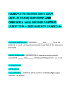 FLORIDA FIRE INSTRUCTOR 1 EXAM (ACTUAL EXAM) QUESTIONS AND CORRECTLY  WELL DEFINED ANSWERS LATEST 2024 – 2025 ALREADY GRADED A+     