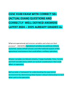 CGSC X100 EXAM WITH CORRECT 50+ (ACTUAL EXAM) QUESTIONS AND CORRECTLY  WELL DEFINED ANSWERS LATEST 2024 – 2025 ALREADY GRADED A+      
