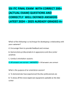 SSI ITC FINAL EXAM  WITH CORRECT 200+  (ACTUAL EXAM) QUESTIONS AND CORRECTLY  WELL DEFINED ANSWERS LATEST 2024 – 2025 ALREADY GRADED A+   