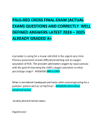 PALS-RED CROSS FINAL EXAM (ACTUAL EXAM) QUESTIONS AND CORRECTLY  WELL DEFINED ANSWERS LATEST 2024 – 2025 ALREADY GRADED A+ 
