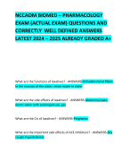 NCCAOM BIOMED – PHARMACOLOGY EXAM (ACTUAL EXAM) QUESTIONS AND CORRECTLY  WELL DEFINED ANSWERS LATEST 2024 – 2025 ALREADY GRADED A+ 