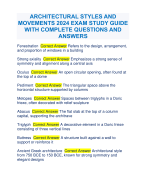 ARCHITECTURAL STYLES AND  MOVEMENTS 2024 EXAM STUDY GUIDE  WITH COMPLETE QUESTIONS AND  ANSWERS