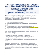 ATI PEDS PROCTORED 2024 LATEST  EXAM WITH DETAILED QUESTIONS AND  CORRECT ANSWERS WITH  RATIONALES (ALREADY PASSED) GRADED A