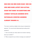 BSN HESI 266 MED SURG EXAM / BSN 266 HESI MED SURG LATEST 2024 ACTUAL EXAM TEST BANK 100 QUESTIONS AND CORRECT DETAILED ANSWERS WITH RATIONALES (VERIFIED ANSWERS ALREADY GRADED A+)