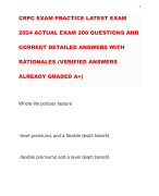 CRPC EXAM PRACTICE LATEST EXAM 2024 ACTUAL EXAM 200 QUESTIONS AND CORRECT DETAILED ANSWERS WITH RATIONALES (VERIFIED ANSWERS ALREADY GRADED A+)