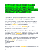STATE OF COLORADO SALES  LICENSE TEST EXAM LATEST  2023 QUESTIONS AND ANSWERS  |ALREADY UPDATED 100%