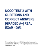 NCCO TEST 2 WITH  QUESTIONS AND  CORRECT ANSWERS  [GRADED A+] REAL  EXAM 100%