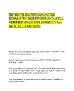 NETSUITE SUITEFOUNDATION  EXAM WITH QUESTIONS AND WELL  VERIFIED ANSWERS [GRADED A+]  ACTUAL EXAM 100%