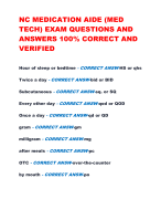 NC MEDICATION AIDE (MED  TECH) EXAM QUESTIONS AND  ANSWERS 100% CORRECT AND  VERIFIED 