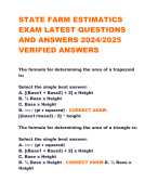 STATE FARM ESTIMATICS  EXAM LATEST QUESTIONS  AND ANSWERS 2024/2025  VERIFIED ANSWER