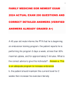 FAMILY MEDICINE EOR NEWEST EXAM 2024 ACTUAL EXAM 200 QUESTIONS AND CORRECT DETAILED ANSWERS (VERIFIED ANSWERS ALREADY GRADED A+)