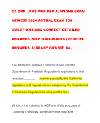 CA DPR LAWS AND REGULATIONS EXAM NEWEST 2024 ACTUAL EXAM 100 QUESTIONS AND CORRECT DETAILED ANSWERS WITH RATIONALES (VERIFIED ANSWERS ALREADY GRADED A+)