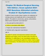 Chapter 35: Medical-Surgical Nursing,  10th Edition ; Exam updated 2024 - 2025 Questions &Detailed solutions  Graded A+ Dysrhythmias Lewis