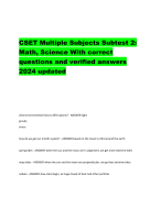CSET Multiple Subjects Subtest 2:  Math, Science With correct  questions and verified answers  2024 updated
