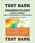 TEST BANK PHARMACOLOGY CLEAR & SIMPLE:   3RD EDITION| By: Cynthia J. Watkins