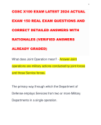 CGSC X100 EXAM LATEST 2024 ACTUAL EXAM 150 REAL EXAM QUESTIONS AND CORRECT DETAILED ANSWERS WITH RATIONALES (VERIFIED ANSWERS ALREADY GRADED)