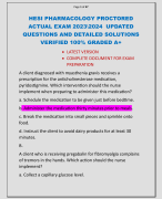 HESI PHARMACOLOGY PROCTORED  ACTUAL EXAM 2023\2024 UPDATED  QUESTIONS AND DETAILED SOLUTIONS  VERIFIED 100% GRADED A+