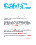 LETRS UNITS 1-4 POSTTEST  EXAM QUESTIONS AND  ANSWERS LATEST UPDATE 2024
